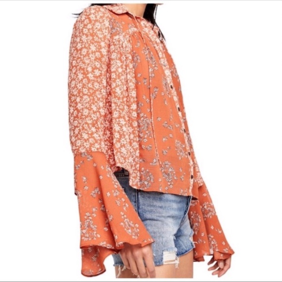 Free People SERENA BUTTON DOWN TOP NWT - Picture 6 of 12